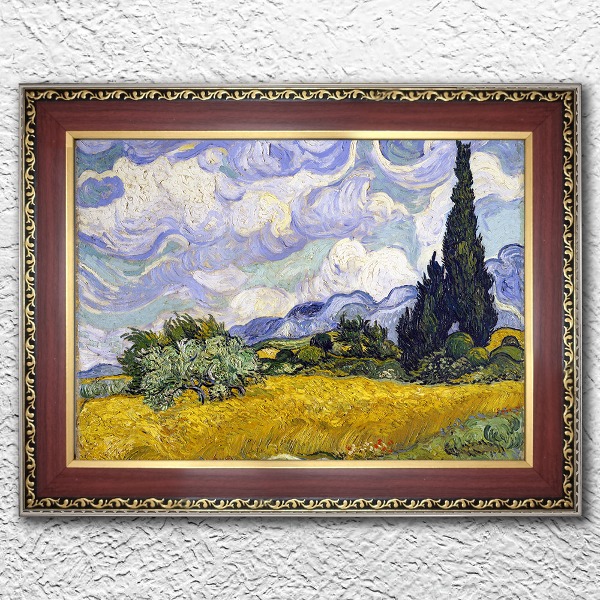 고흐 Gogh 삼나무가 있는 밀밭 앤틱액자 53x40